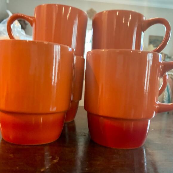 Bruntmor Stacking Mugs – Set of 6 Orange Coffee Cups - Picture 5 of 5